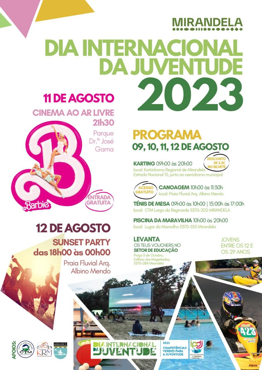 Juventude | Dia Internacional da Juventude 2023 assinalado com cinema gratuito ao ar livre, sunset party e muitas atividades!