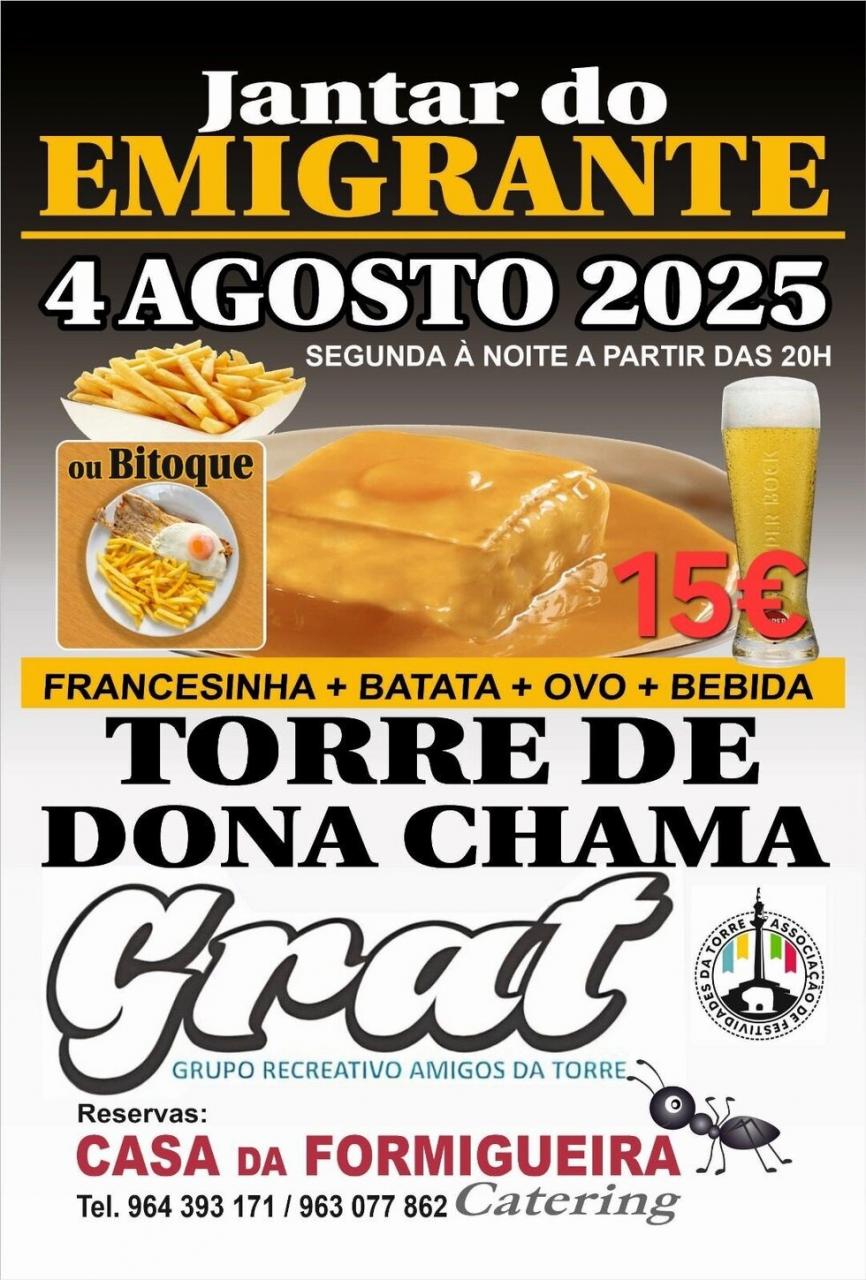 Jantar do Emigrante | GRAT – Grupo Recreativo Amigos da Torre