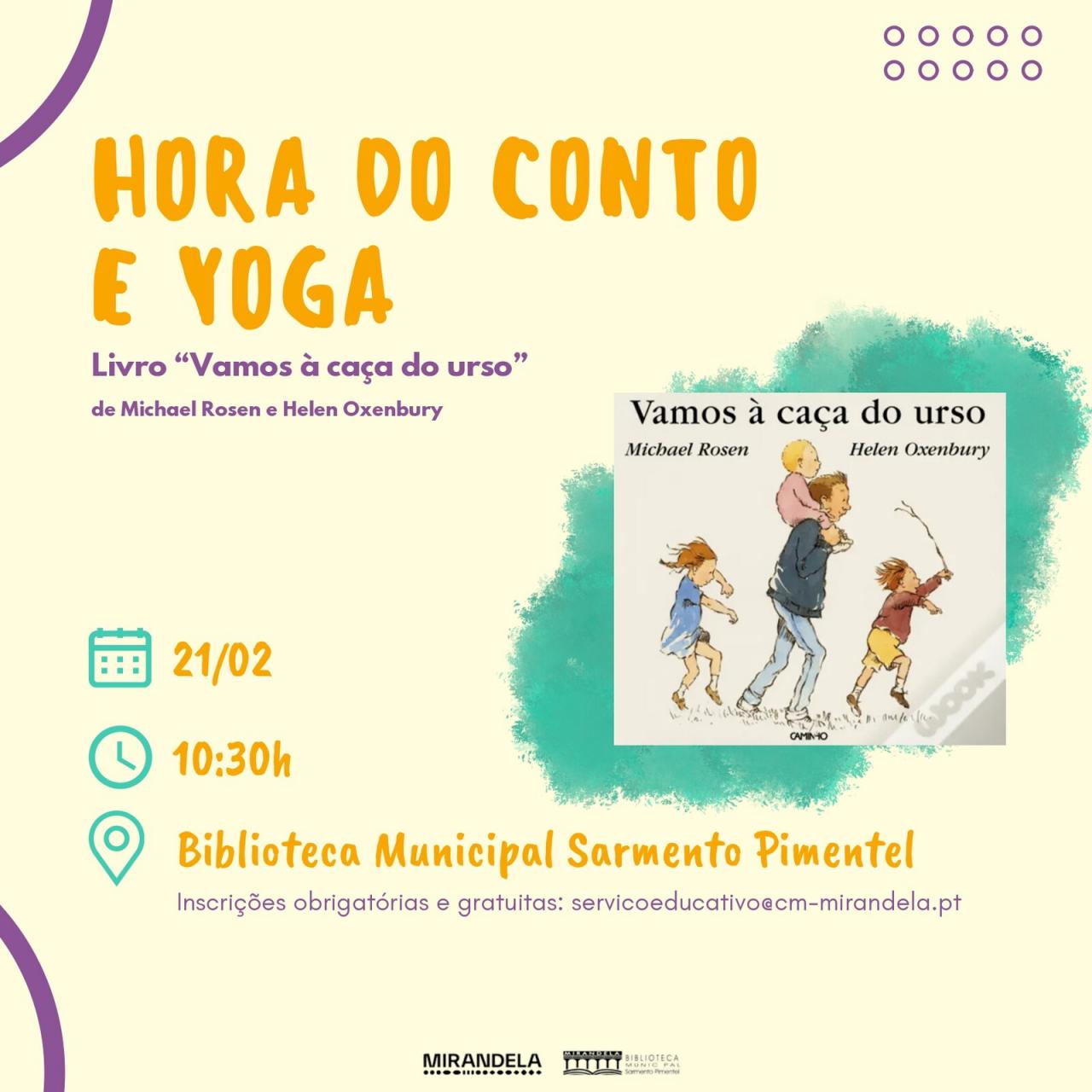 Hora do Conto e Yoga - fevereiro 2026 | Biblioteca Municipal Sarmento Pimentel